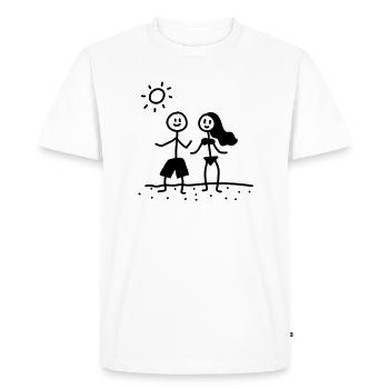 Couple on beach - line - Men's Premium Organic T-Shirt - white - Front - Nico (187cm)
