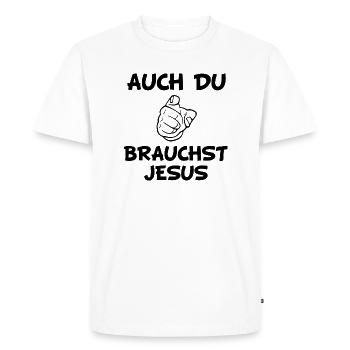 you too need Jesus - Men's Premium Organic T-Shirt - white - Front - Nico (187cm)