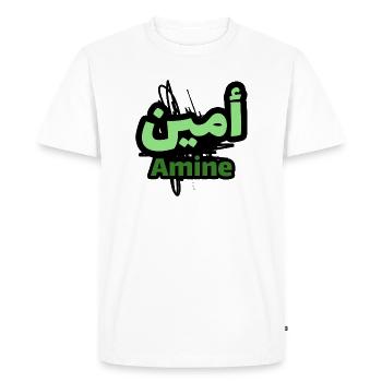Amine en écriture arabe - T-shirt Premium bio Homme - blanc - Devant - Nico (187cm)