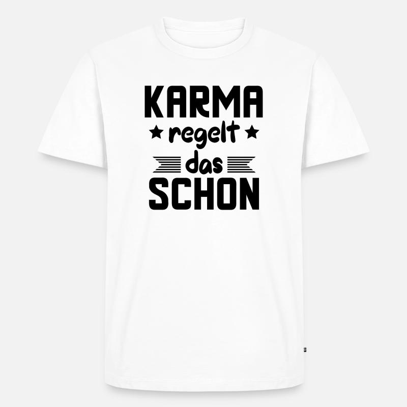 Karma regelt das schon - Männer Premium Bio T-Shirt - Weiß