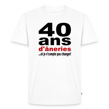40 ans / anniversaire 40 ans / t-shirt 40 ans - T-shirt Premium bio Homme - blanc - Devant - Nico (187cm)