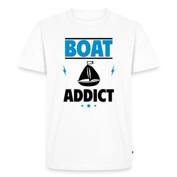 Boat Addict - Men's Premium Organic T-Shirt - white - Front - Nico (187cm)