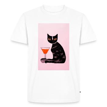 Chat avec un cocktail rétro - T-shirt Premium bio Homme - blanc - Devant - Nico (187cm)