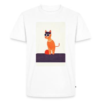 Friedrichshain Chat Rétro - T-shirt Premium bio Homme - blanc - Devant - Nico (187cm)