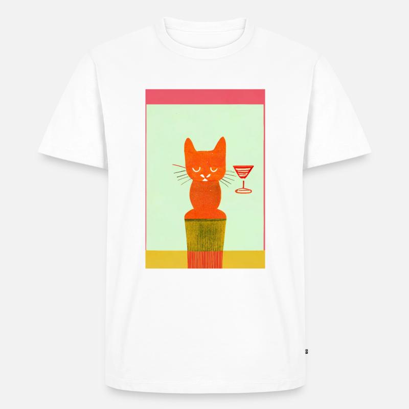 Local Bartender Cat Retro - Männer Premium Bio T-Shirt - Weiß