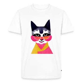 Neon Street Style Chat Rétro - T-shirt Premium bio Homme - blanc - Devant - Nico (187cm)