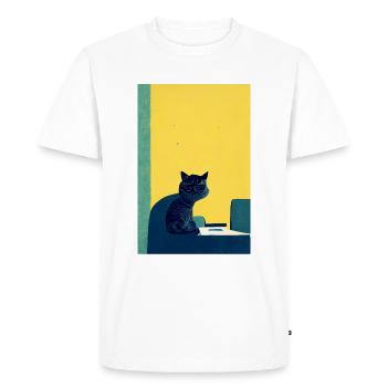 Office Manager Cat Retro - Men's Premium Organic T-Shirt - white - Front - Nico (187cm)
