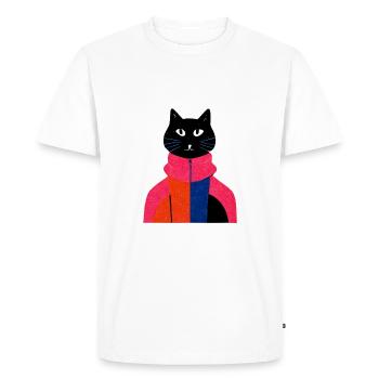 Street Wear Chat Noir Rétro - T-shirt Premium bio Homme - blanc - Devant - Nico (187cm)