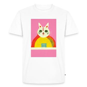 Raver Cat Rétro - T-shirt Premium bio Homme - blanc - Devant - Nico (187cm)