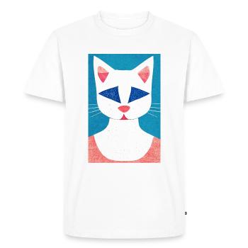 Superfuture Cat Rétro - T-shirt Premium bio Homme - blanc - Devant - Nico (187cm)