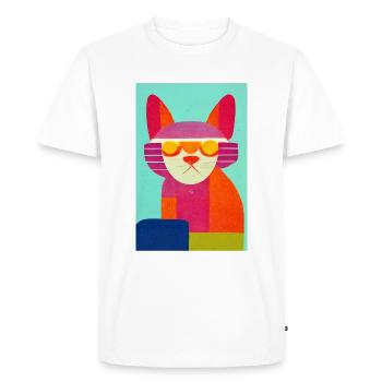 Le Rave Cat Retro - T-shirt Premium bio Homme - blanc - Devant - Nico (187cm)