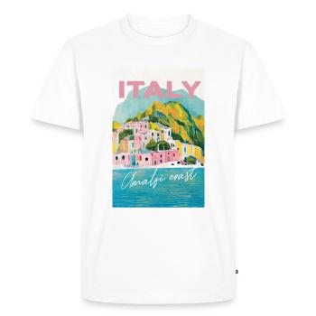 Amalfi Coast Pastel Gouache Italien Reiseplakat - Männer Premium Bio T-Shirt - Weiß - Vorne - Nico (187cm)