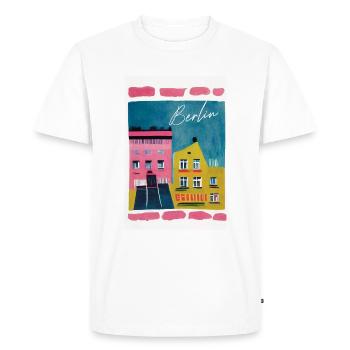 Berlin Street Rose Jaune Gouache Voyage Rétro - T-shirt Premium bio Homme - blanc - Devant - Nico (187cm)