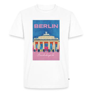 Brandenburg Gate Berlin Travel Poster Retro - Men's Premium Organic T-Shirt - white - Front - Nico (187cm)