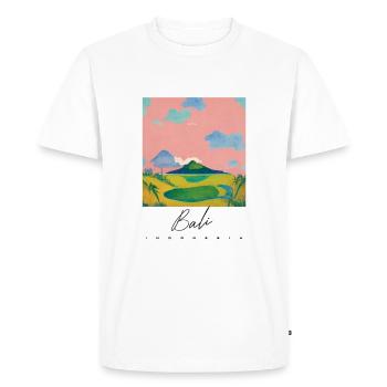 Bali Morning Travel Poster Retro - Men's Premium Organic T-Shirt - white - Front - Nico (187cm)
