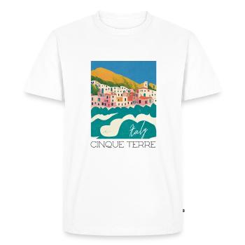 Cinque Terre Italie Affiche de Voyage Rétro - T-shirt Premium bio Homme - blanc - Devant - Nico (187cm)