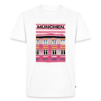 Munich Pink House Architecture Affiche de voyage Rétro - T-shirt Premium bio Homme - blanc - Devant - Nico (187cm)