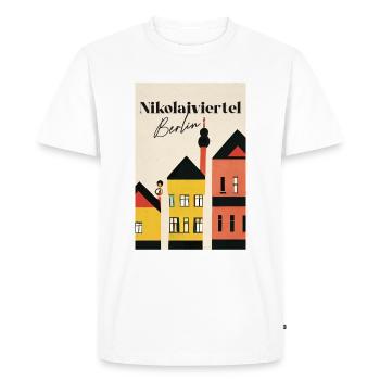 Nikolaiviertel Berlin Houses Travel Poster Retro - Men's Premium Organic T-Shirt - white - Front - Nico (187cm)