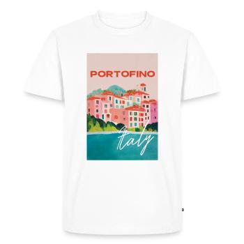 Portofino Gouache Abstraite Vintage Italie Rétro - T-shirt Premium bio Homme - blanc - Devant - Nico (187cm)