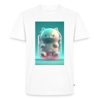 Chat couleur avec moustache - T-shirt Premium bio Homme - blanc - Devant - Nico (187cm)