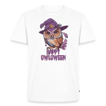Owl Owl Funny Happy Owloween Owl Lover - Men's Premium Organic T-Shirt - white - Front - Nico (187cm)