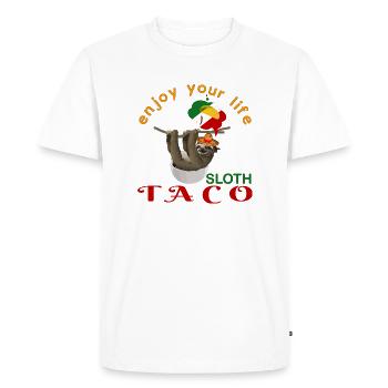 Taco paresseux - T-shirt Premium bio Homme - blanc - Devant - Nico (187cm)