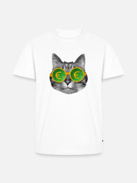 Katzengeldbrille - Männer Premium Bio T-Shirt - Weiß