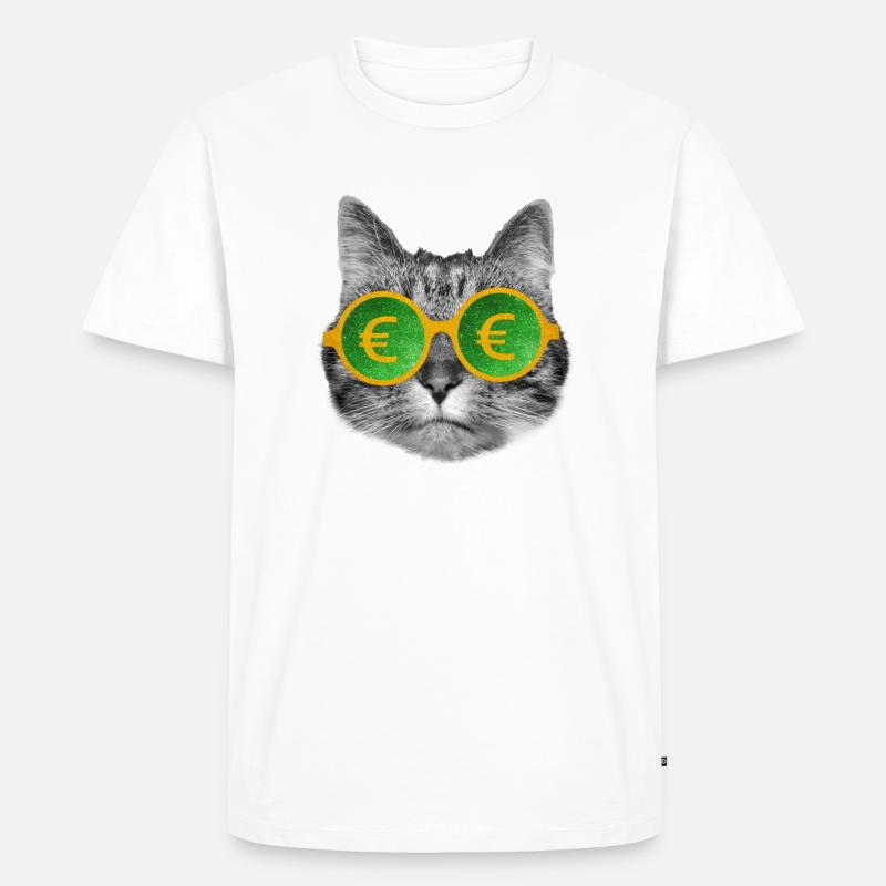 Katzengeldbrille - Männer Premium Bio T-Shirt - Weiß