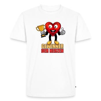 Gewinner der Herzen - Männer Premium Bio T-Shirt - Weiß - Vorne - Nico (187cm)