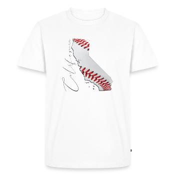 Californie (États-Unis) | Vrai baseball | Carte Sct - T-shirt Premium bio Homme - blanc - Devant - Nico (187cm)