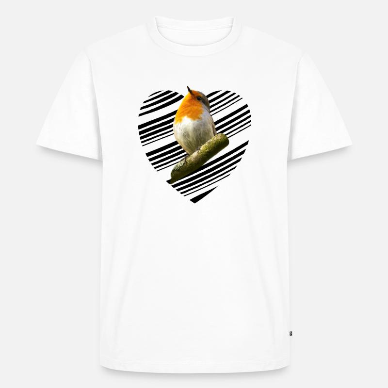 Rotkehlchen robin Erithacus rubecula - Männer Premium Bio T-Shirt - Weiß