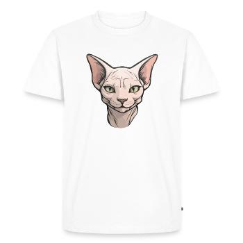 Sphynx Chat Chats de compagnie Animal sans poils Mignon - T-shirt Premium bio Homme - blanc - Devant - Nico (187cm)