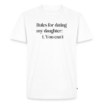 Règles pour sortir avec ma fille - T-shirt Premium bio Homme - blanc - Devant - Nico (187cm)