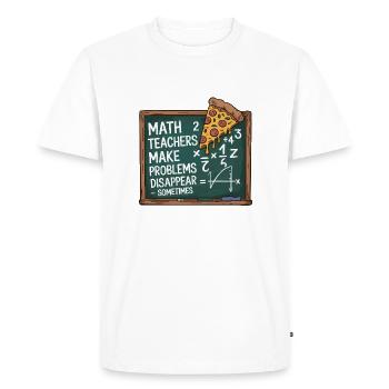 Funny Math Teacher Design Pizza & Problem Solving - Men's Premium Organic T-Shirt - white - Front - Nico (187cm)