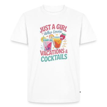 Juste une fille qui aime les vacances et les cocktails - T-shirt Premium bio Homme - blanc - Devant - Nico (187cm)