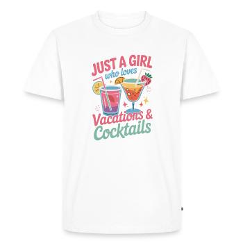 Juste une fille qui aime les vacances et les cocktails - T-shirt Premium bio Homme - blanc - Devant - Nico (187cm)
