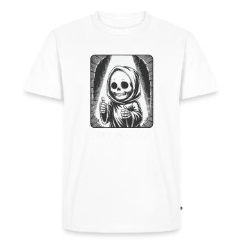 Stay Positive – Grim Reaper Skeleton Design Humor - Men's Premium Organic T-Shirt - white - Front - Nico (187cm)