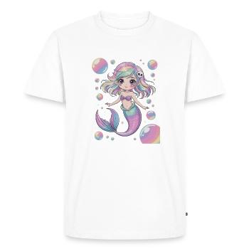 Mignonne Sirène Kawaii – Design Pastel - T-shirt Premium bio Homme - blanc - Devant - Nico (187cm)