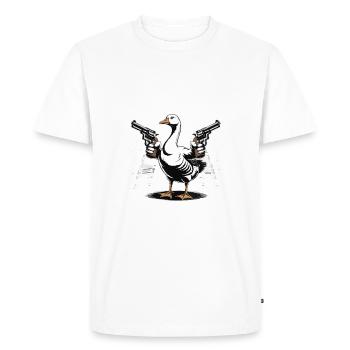 Today I'm a Serious Goose Lustige Gans mit Pistole - Men's Premium Organic T-Shirt - white - Front - Nico (187cm)