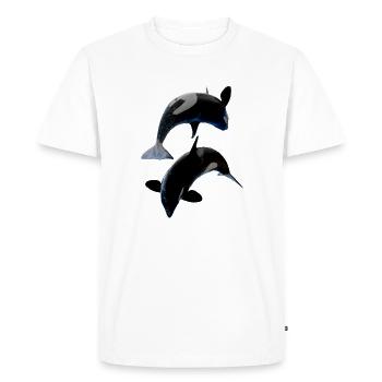 Couple d’orques, Saut, Poissons, Naturel - T-shirt Premium bio Homme - blanc - Devant - Nico (187cm)