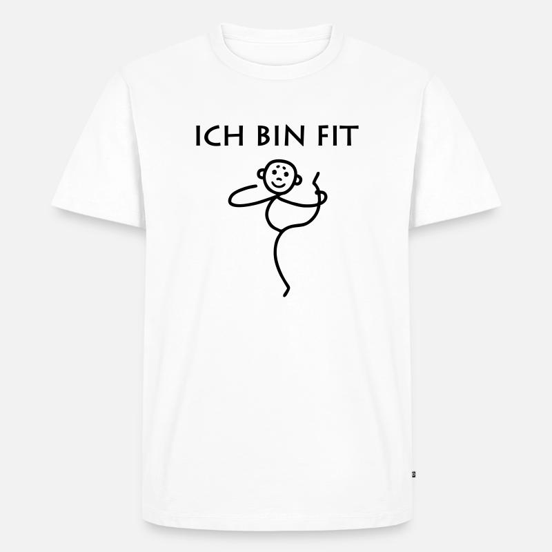 Strichmännchen - Ich bin fit - Männer Premium Bio T-Shirt - Weiß
