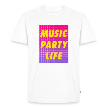 MUSIC PARTY LIFE - Men's Premium Organic T-Shirt - white - Front - Nico (187cm)