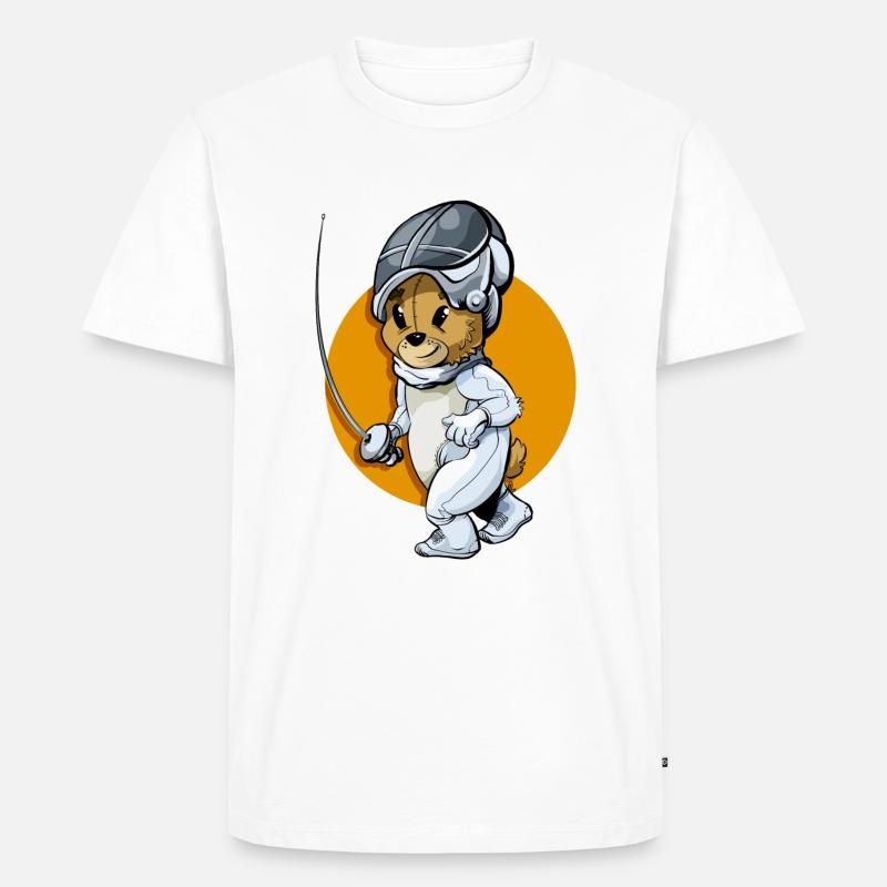 Fechten Maskottchen - Männer Premium Bio T-Shirt - Weiß