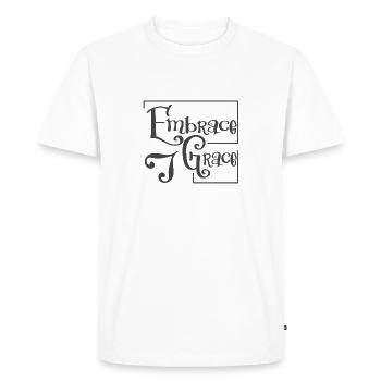 Le design chrétien embrasse la grâce - T-shirt Premium bio Homme - blanc - Devant - Nico (187cm)