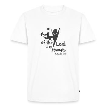 Christian Design the Joy of the Lord is My - Men's Premium Organic T-Shirt - white - Front - Nico (187cm)