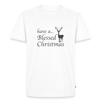 Christian Christmas Design Blessed Christmas - Men's Premium Organic T-Shirt - white - Front - Nico (187cm)