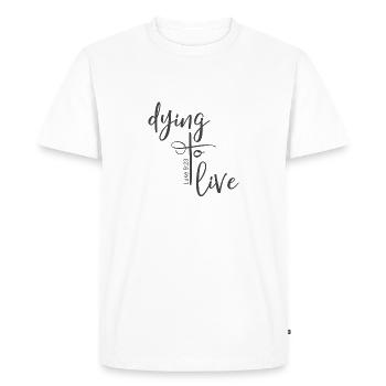 Christian Design Mourir pour vivre Luc 9 verset 23 - T-shirt Premium bio Homme - blanc - Devant - Nico (187cm)