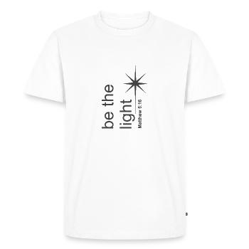 Christian Design Be the Light Matthew 5 verse 16 - Men's Premium Organic T-Shirt - white - Front - Nico (187cm)