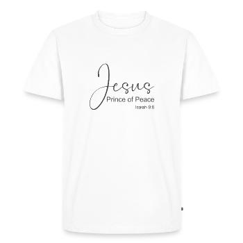Christian Design Jesus, Prince of Peace Isaiah 9 - Men's Premium Organic T-Shirt - white - Front - Nico (187cm)