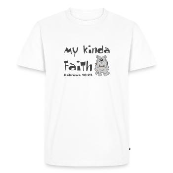 Christian Design My Kinda Faith Bulldog Hébreux - T-shirt Premium bio Homme - blanc - Devant - Nico (187cm)